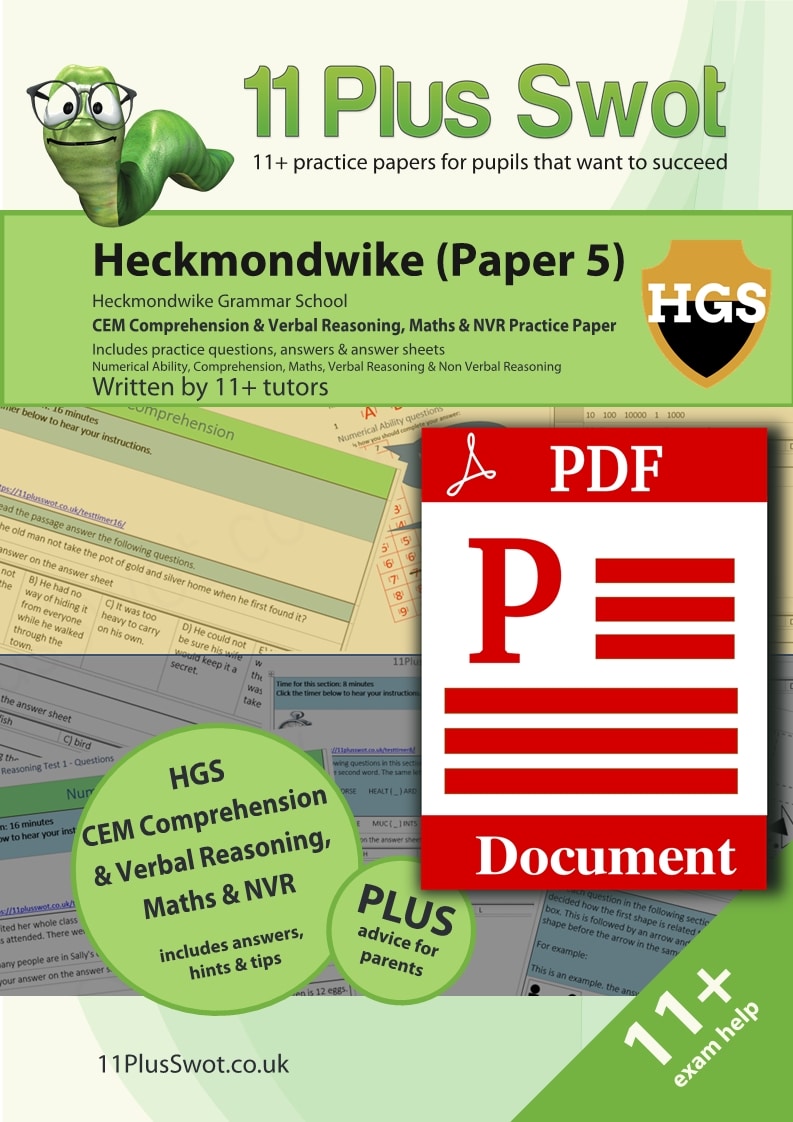 Heckmondwike 11Plus Test Paper 5 Download Front Cover