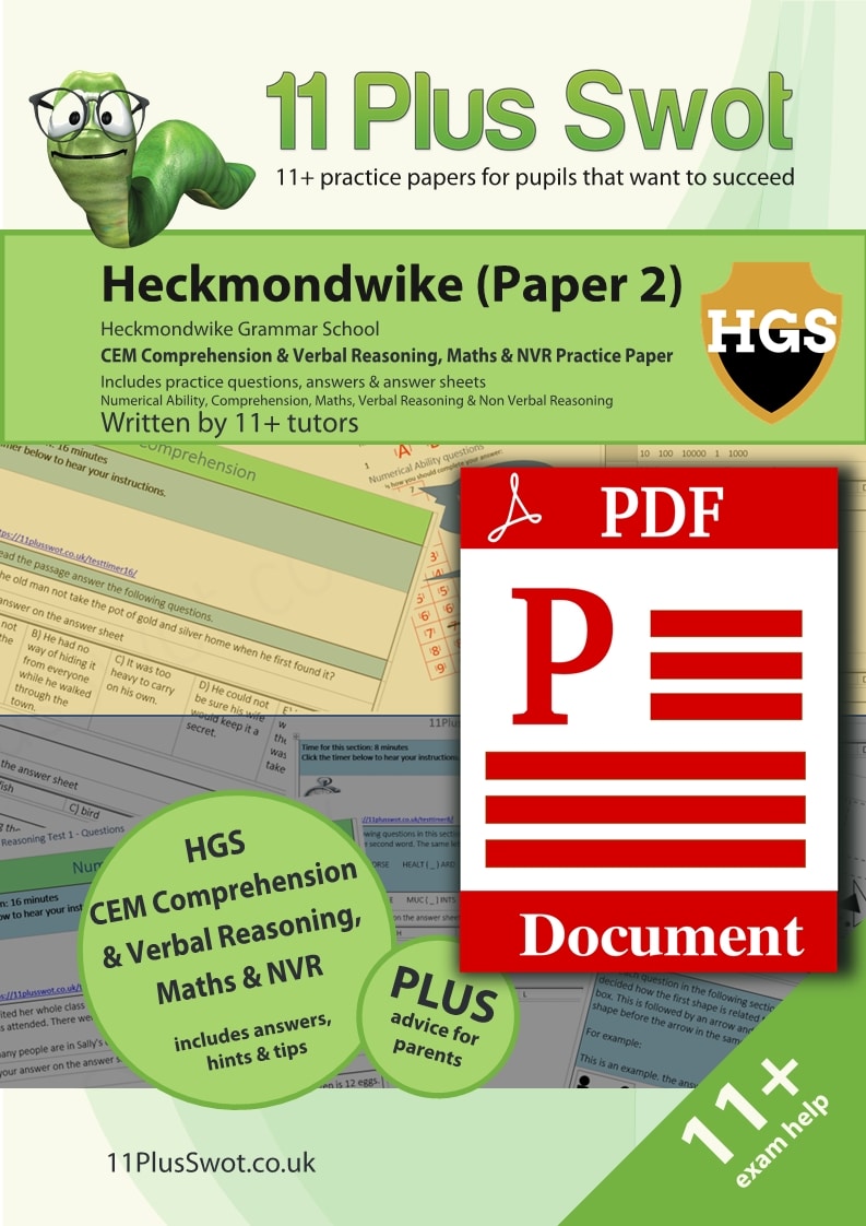Heckmondwike 11Plus Test Paper 2 Download Front Cover